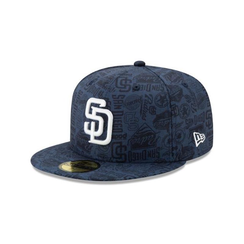 MLB San Diego Padres Sketched 59Fifty Fitted (AUC6722) - Blue New Era Caps